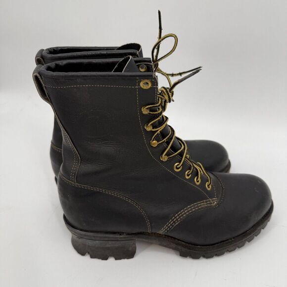 Chippewa Steel Toe Logger Boots Leather Lace Up Black Vibram Men Size 8.5 E WIDE main image 7